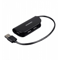 Хаб AXAGON HUE-X4B USB READY hub, USB-A кабель 20см, Чорний