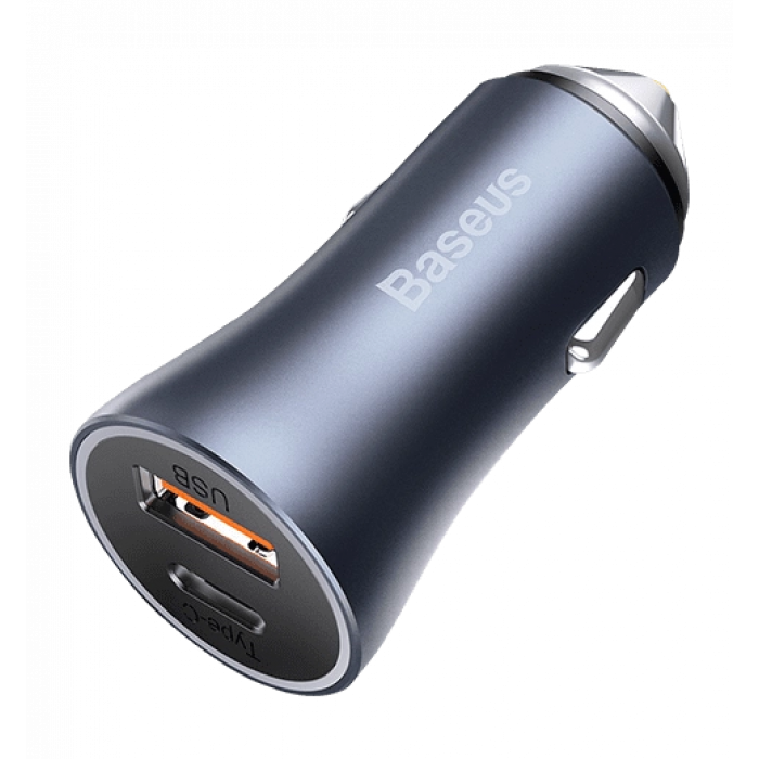 АЗП Baseus USB+USB-C Golden Contactor Pro 40W Dark Grey (CCJD-0G)