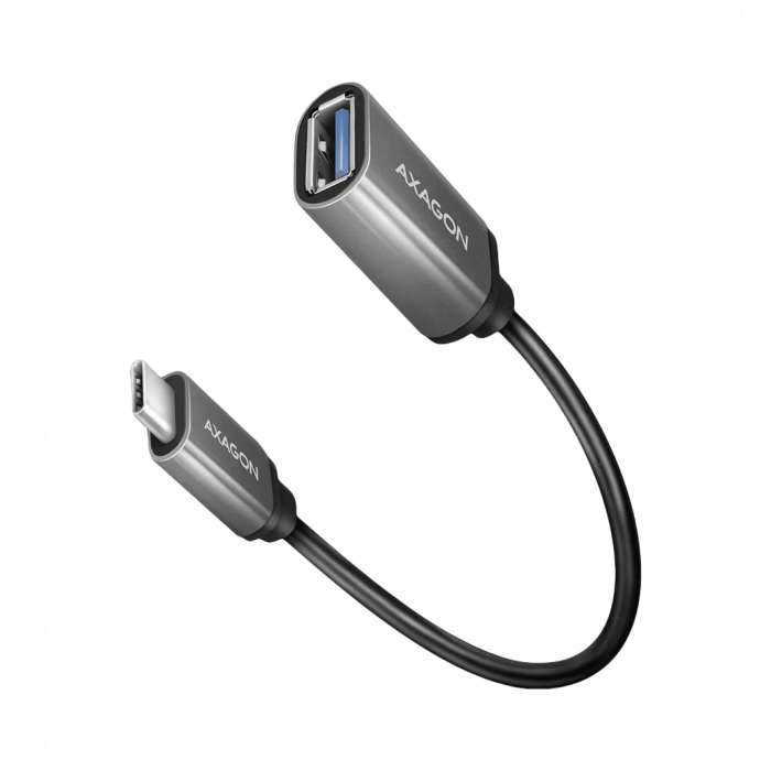 Адаптер AXAGON RUCM-AFAC USB-C-USB-A кабель 20см, Сірий