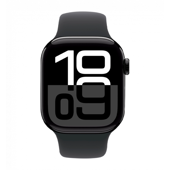 Apple Watch Series 10 46mm Jet Black Aluminum Case with Black Sport Band - M/L (MWWQ3)