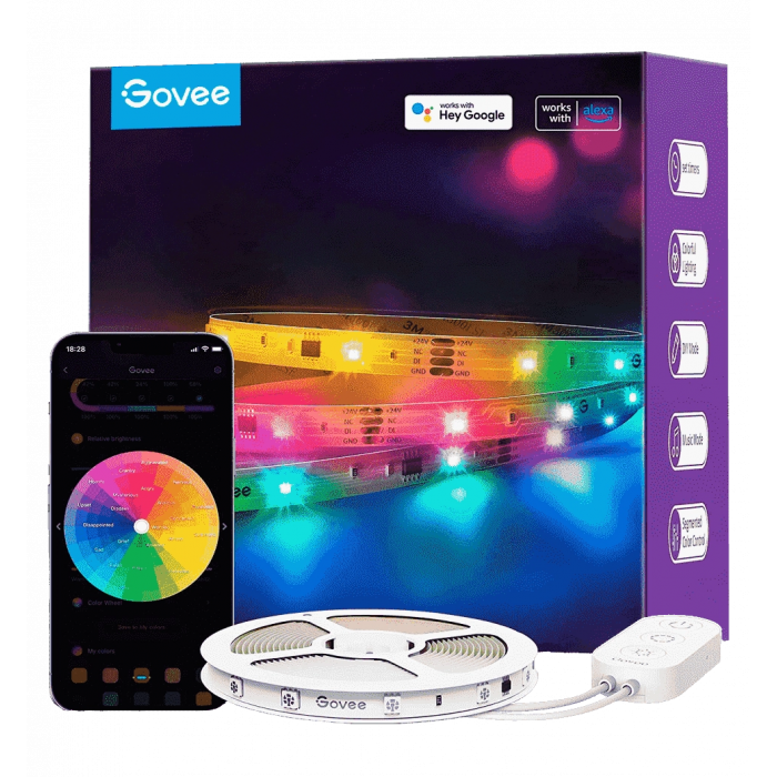 Стрічка світлодіодна розумна Govee H618С LED Strip Ligh, 10м, RGBIC, WI-FI/Bluetooth, білий (H618C3D1)