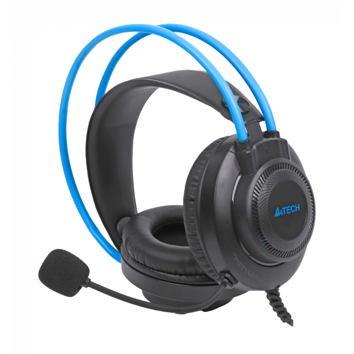Headphones A4-Tech FH200i (Blue) with a microphone, gray + blue color