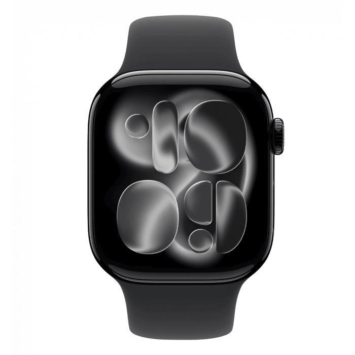 Apple Watch Series 11 GPS + Cellular 46mm Jet Black Aluminium Case with Black Sport Band - M/L (MFC44)