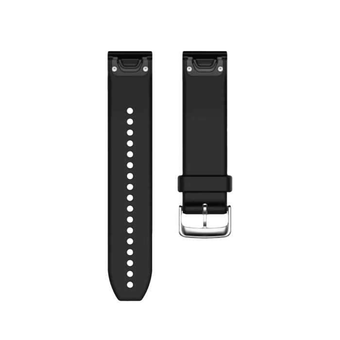 Ремешки для часов Garmin QuickFit 22 силиконовые, черные с серебристой фурнитурой
