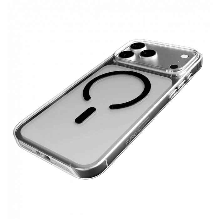 Чохол Puro Cover in TPU+PC "LITE MAG" with Magsafe for iPhone 17 Pro, transparent and black PUIPC17P63LITEMBLK