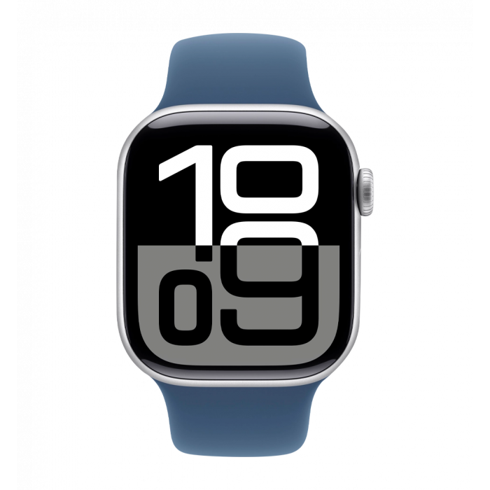 Apple Watch Series 10 46mm Silver Aluminum Case with Denim Sport Band - M/L (MWWM3)