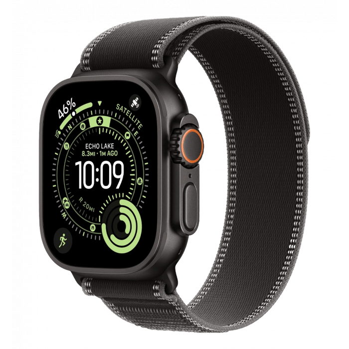 Apple Watch Ultra 3 GPS + Cellular 49mm Black Titanium Case with Black/Charcoal Trail Loop - M/L (MF1H4)