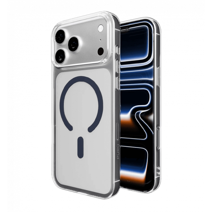 Чохол Puro Cover in TPU+PC "LITE MAG" with Magsafe for iPhone 17 Pro, Тransparent and dark blue PUIPC17P63LITEMDKBL