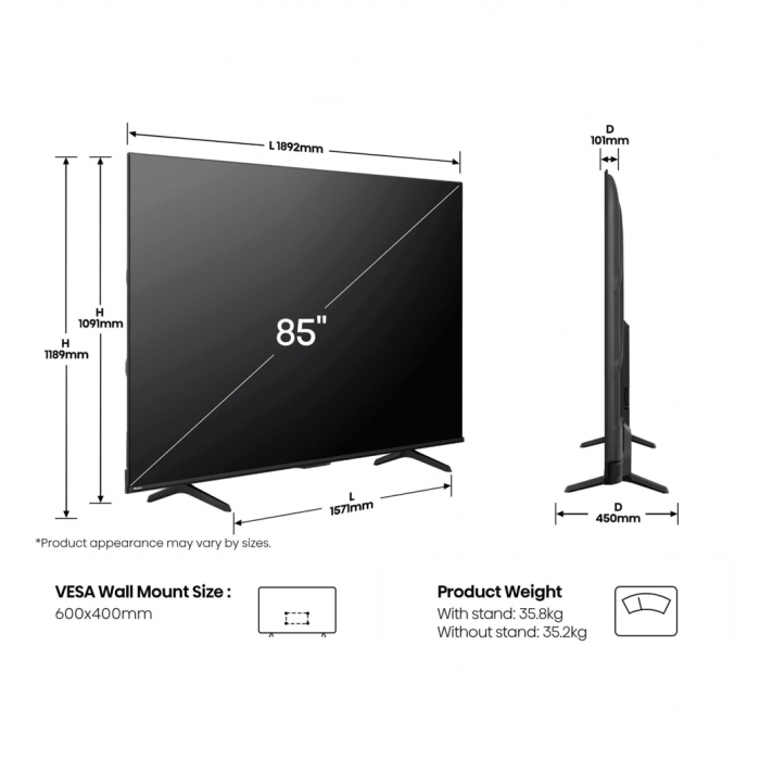 Телевізор Hisense QLED 85" 85E7Q PRO