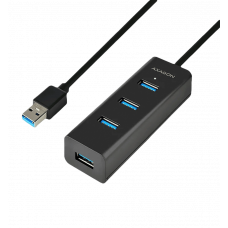Хаб AXAGON HUE-S2BL USB3.0 CHARGING hub, 1.2м кабель, MicroUSB зарядка, Чорний