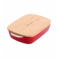 Форма для випічки з кришкою KitchenAid керамогранітна, 24.1×15×6 см, 0.9 л, колір червоний (CC006104-001)