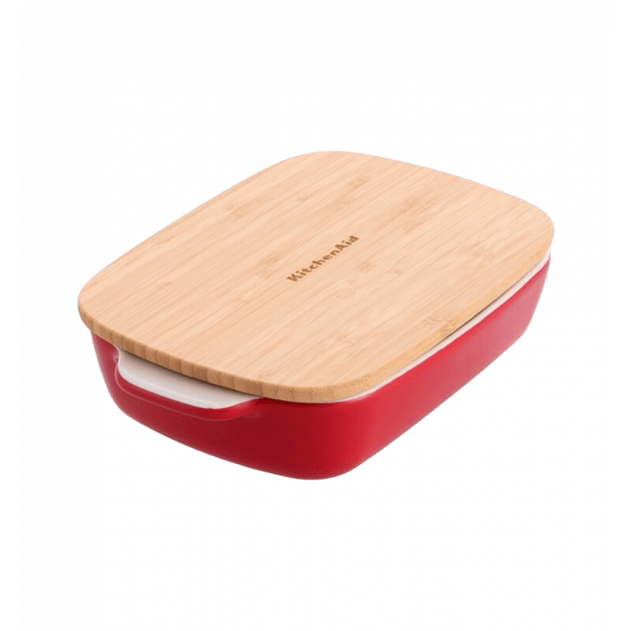 Baking dish with a lid KitchenAid porcelain, 24.1×15×6 cm, 0.9 l, color red (CC006104-001)