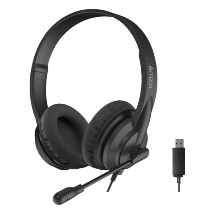 A4Tech HU-10 headphones with microphone and volume control, color black