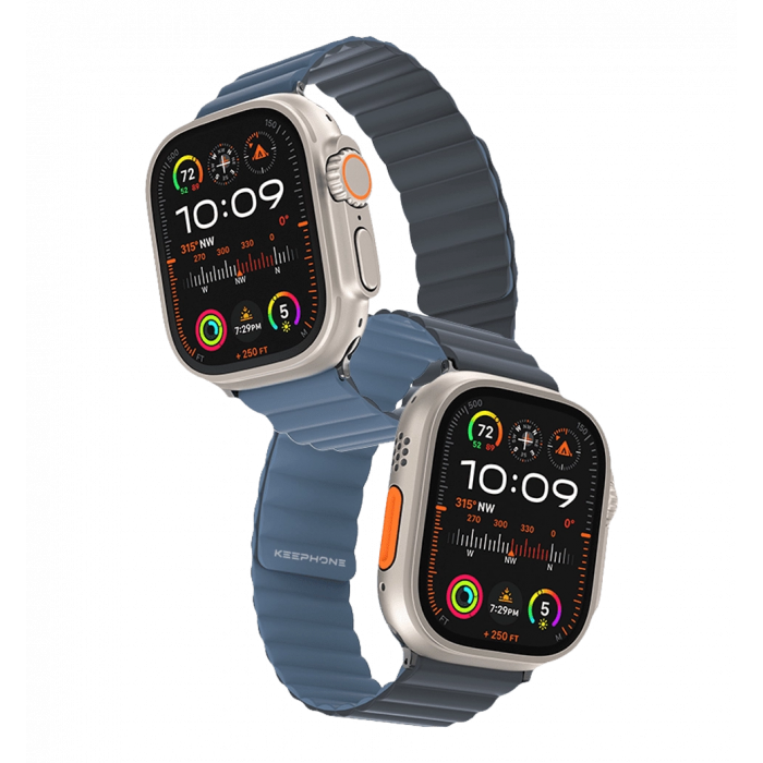 Strap Keephone iBands, Silicone Magnetic Snap Light Blue+Dark Blue (KPIBA49LBLDBL)