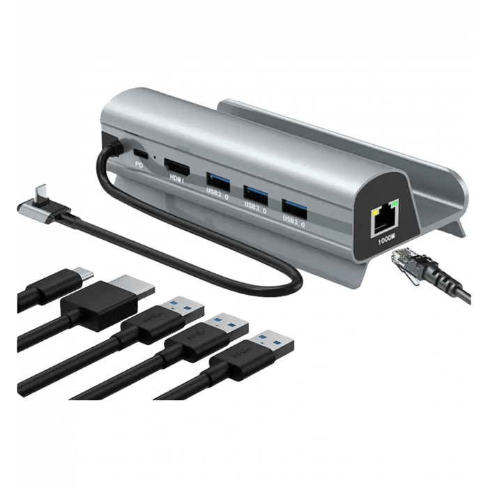 Docking station for Steam Deck (HDMI 2.0,USB 2.0*3,PD,RJ45) Gray
