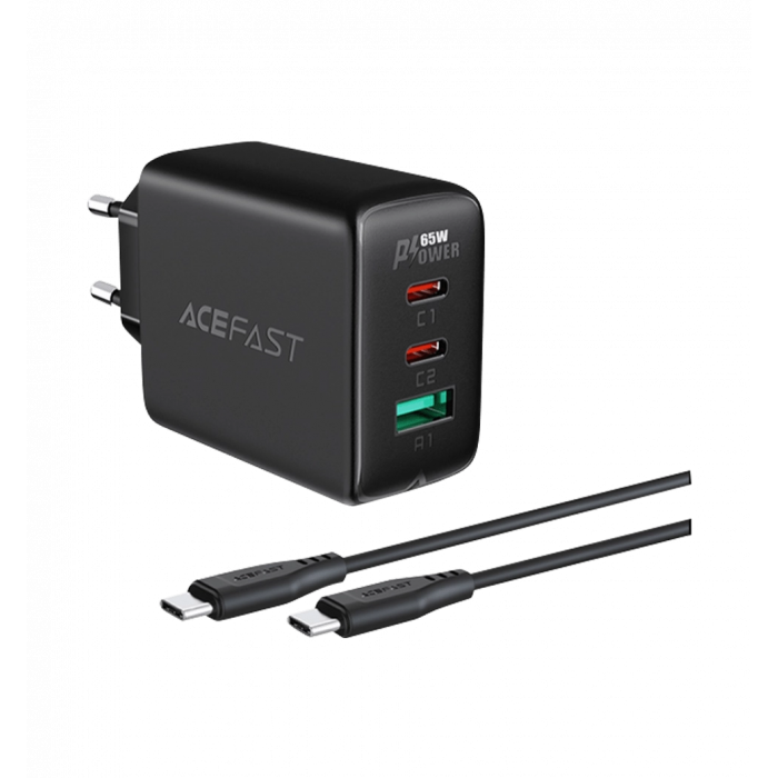 Адаптер Acefast A13 65W (2 Type-C+USB-A) (black)