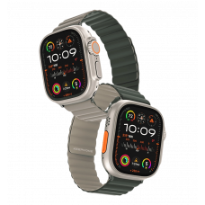 Strap Keephone iBands, Silicone Magnetic Snap Army Green + Creamy White (KPIBA49RWHAGN)