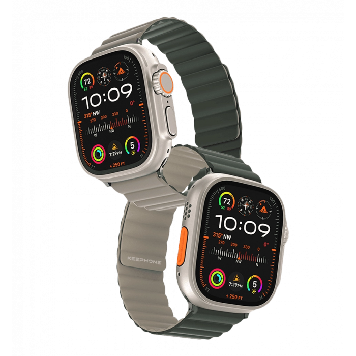 Strap Keephone iBands, Silicone Magnetic Snap Army Green + Creamy White (KPIBA49RWHAGN)
