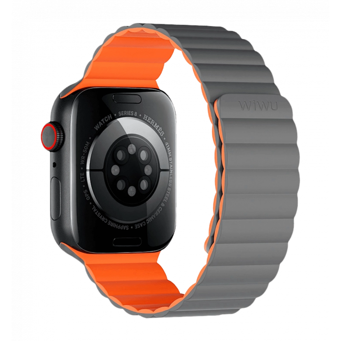 Ремінець Wiwu для Apple Watch 38/40/41mm Magnetic silicone watch band Gray-Orange