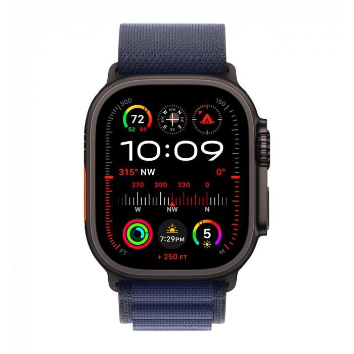 Apple Watch Ultra 2 49mm GPS + LTE Black Titanium Case with Navy Alpine Loop Large (MYTF3, MYPY3)