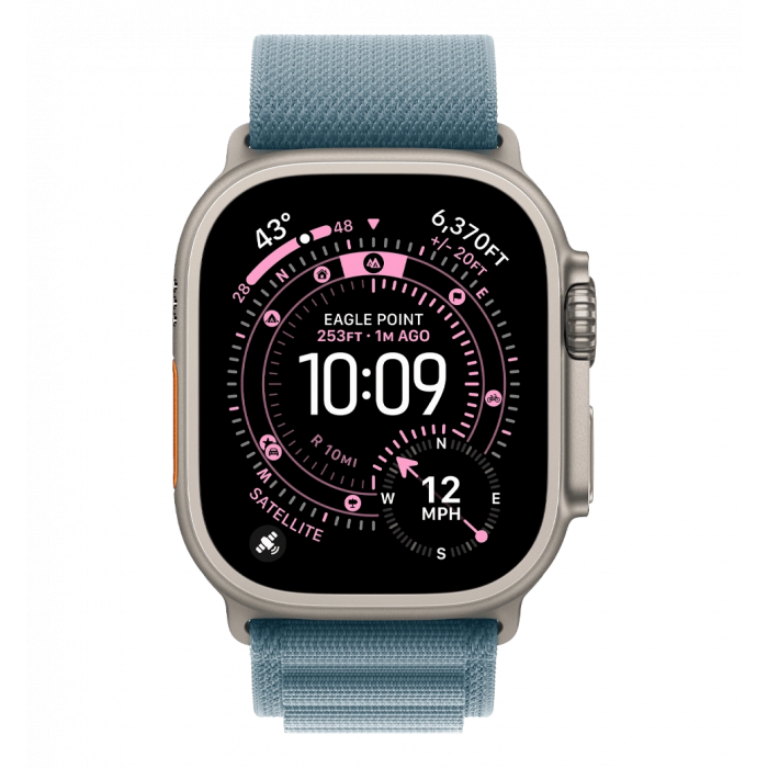 Apple Watch Ultra 3 GPS + Cellular 49mm Natural Titanium Case with Light Blue Alpine Loop - Large (MEWP4)