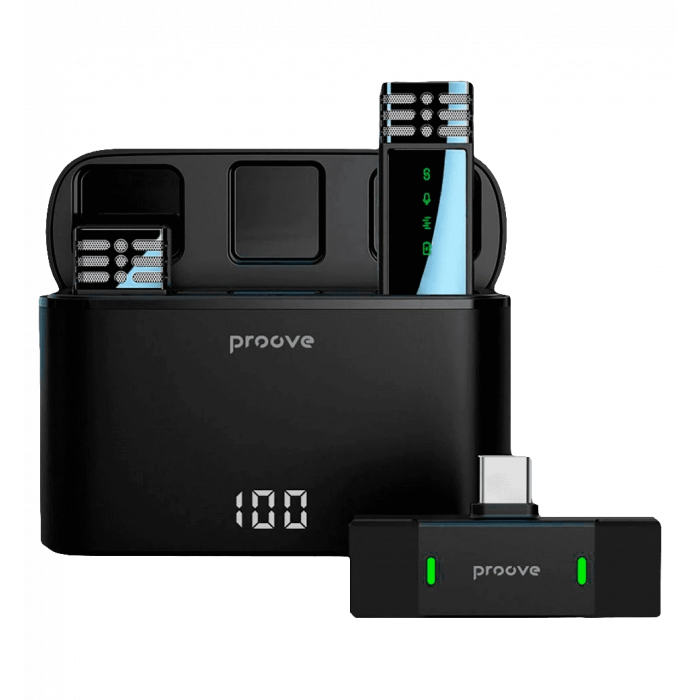 Бездротовий петличний мікрофон Proove Record Type-C + Lightning (black)