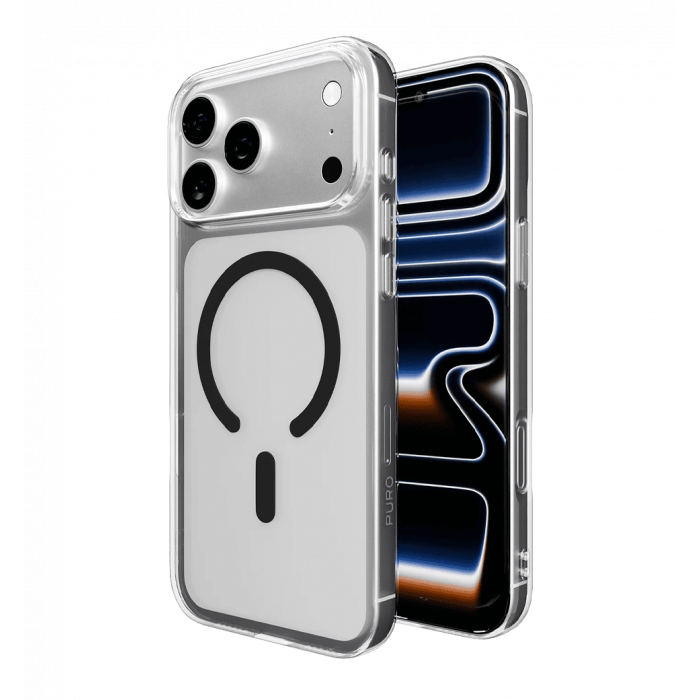 Чохол Puro Cover in TPU+PC "LITE MAG" with Magsafe for iPhone 17 Pro, transparent and black PUIPC17P63LITEMBLK