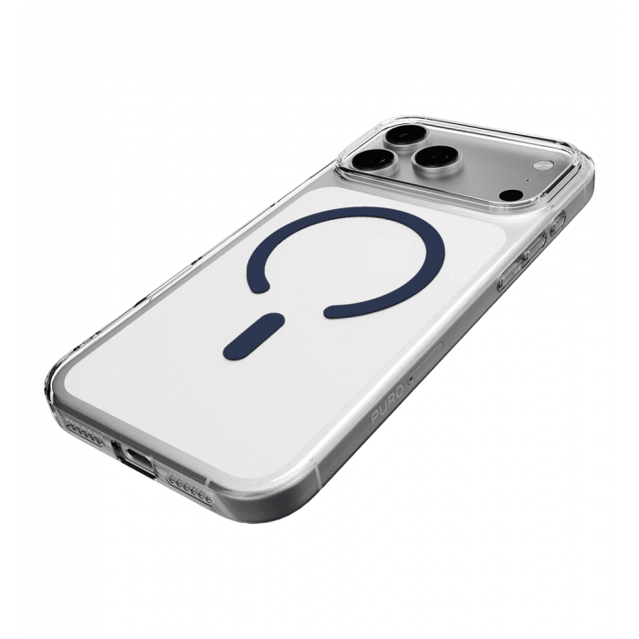 Чохол Puro Cover in TPU+PC "LITE MAG" with Magsafe for iPhone 17 Pro, Тransparent and dark blue PUIPC17P63LITEMDKBL