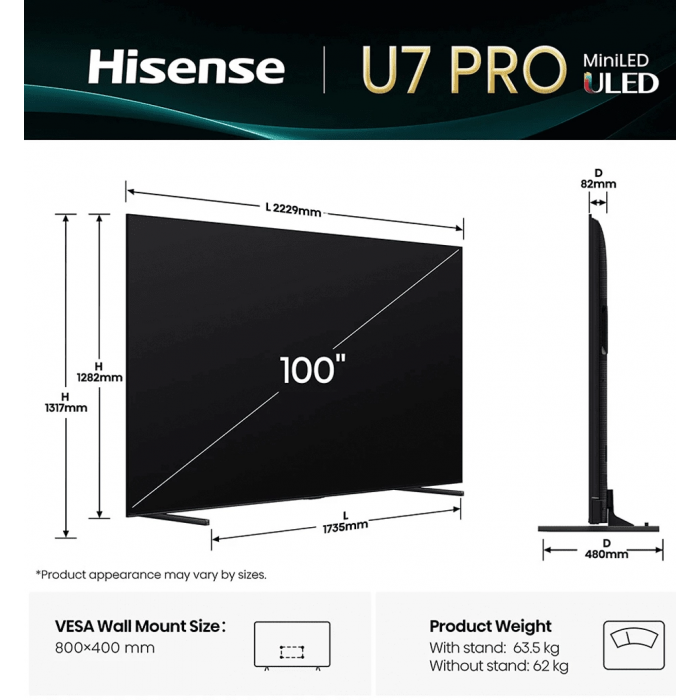 Телевізор HISENSE 100U7Q PRO