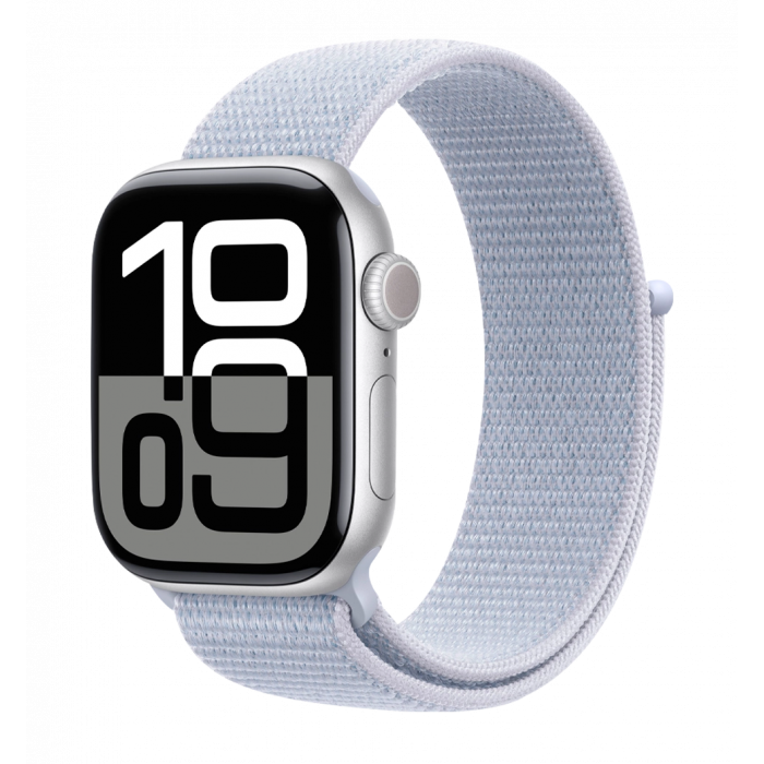 Apple Watch Series 10 42mm Silver Aluminum Case with Blue Cloud Sport Loop (MWWD3)