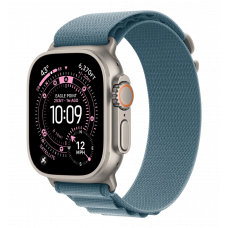 Apple Watch Ultra 3 GPS + Cellular 49mm Natural Titanium Case with Light Blue Alpine Loop - Small (MEWK4)