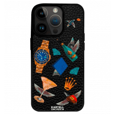 Чохол Kartell для iPhone15 Pro MagSafe Ferrari Porsche Rolex Black
