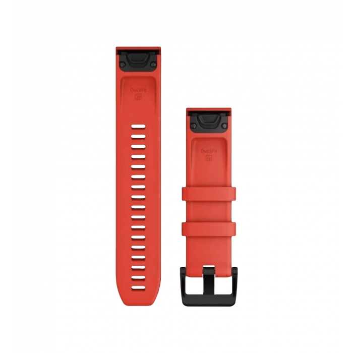 Ремінці для годинника Garmin QuickFit 22 силіконові, лазерно-червоні з чорною сталевою фурнітурою
