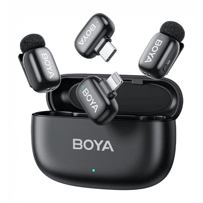 Бездротовий петличний мікрофон BOYA mini-12 Type-C/Lightning Black