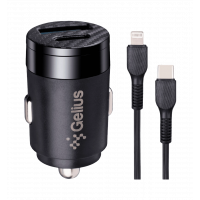 АЗП Gelius Pro Inch Twix GP-CC010L USB+Type-C QC/PD (30 Watt) + Кабель Type-C - Lightining