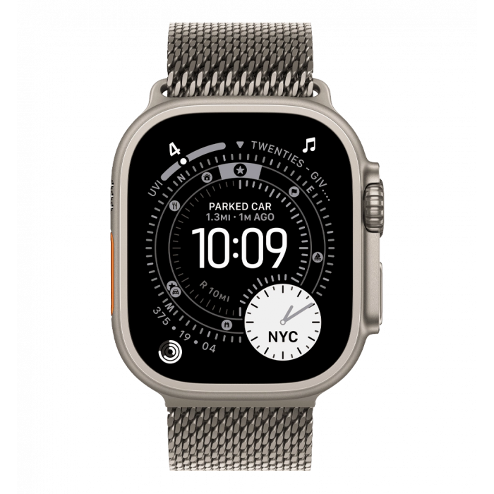 Apple Watch Ultra 3 GPS + Cellular 49mm Natural Titanium Case with Natural Titanium Milanese Loop - Small (MEWW4)