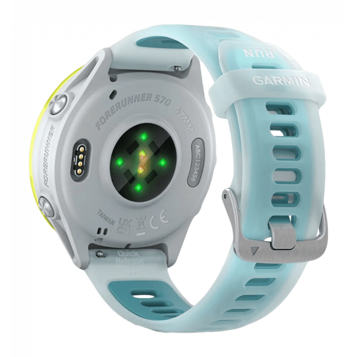 Спортивний годинник Garmin Forerunner 570  47mm Amp Yellow Aluminium with Translucent Whitestone/Turquoise Band (010-02971-01