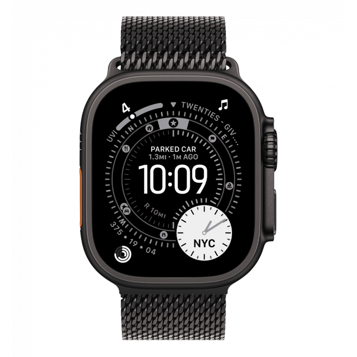 Apple Watch Ultra 3 GPS + Cellular 49mm Black Titanium Case with Black Titanium Milanese Loop - Medium (MF1Q4)