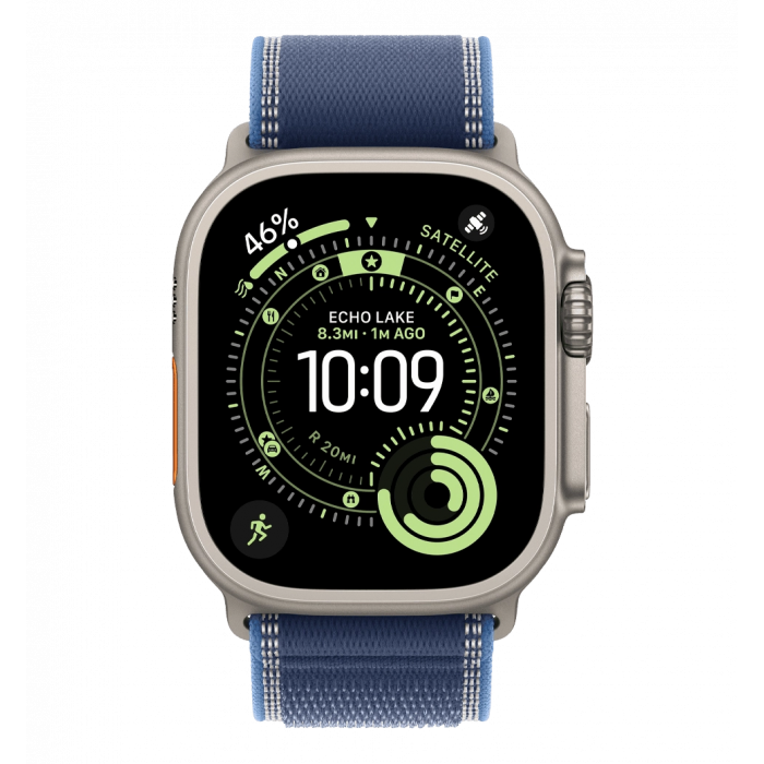 Apple Watch Ultra 3 GPS + Cellular 49mm Natural Titanium Case with Blue/Bright Blue Trail Loop - M/L (MEWU4)