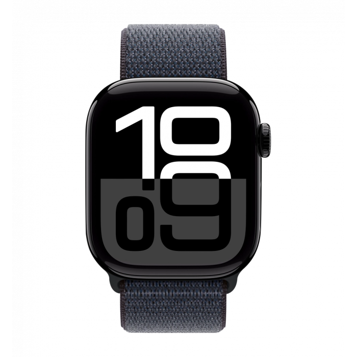 Apple Watch Series 10 42mm Jet Black Aluminum Case with Ink Sport Loop  (MWWG3)