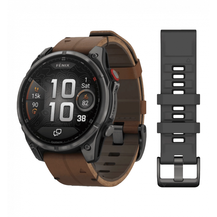 Смарт-годинник Garmin Fenix 8 Pro (47 mm) AMOLED Sapphire, титан Carbon Gray DLC шкіряним ремінцем (010-03198-40)