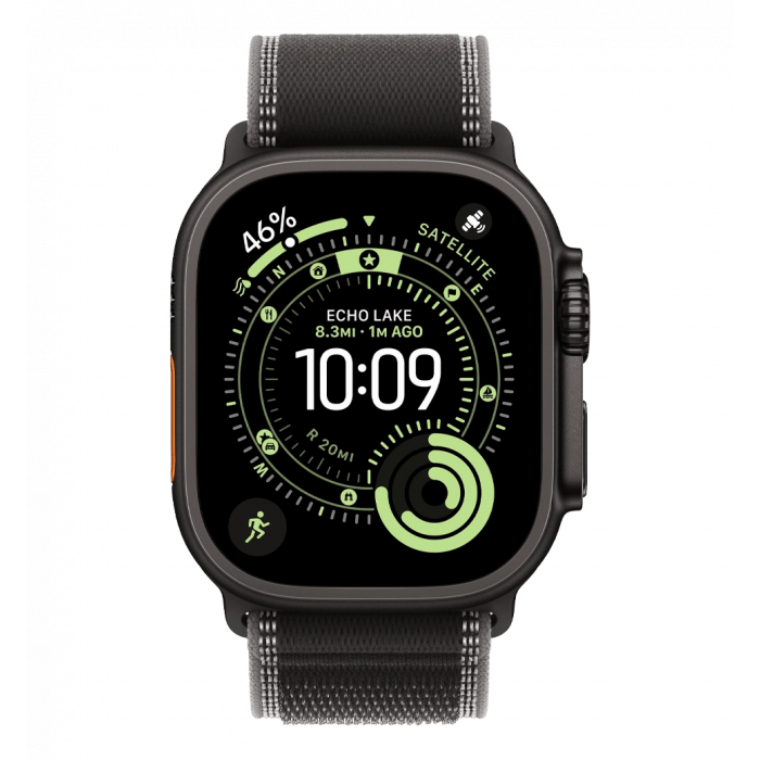 Apple Watch Ultra 3 GPS + Cellular 49mm Black Titanium Case with Black/Charcoal Trail Loop - M/L (MF1H4)