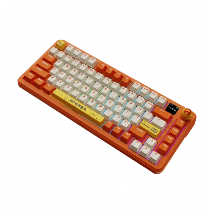 Бездротова механічна клавіатура Ajazz  AK820 MAX Avocado Switch Orange-White Theme-RGB--With Screen (AK820MAX-AS-OW)