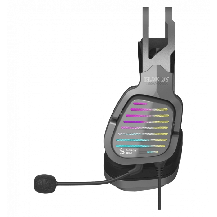 Гарнитура игровая Bloody G560 Gun Grey с подсветкой, цвет серый, USB