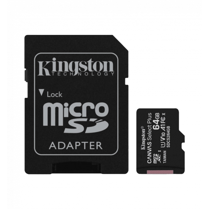 Карта памяти 64GB microSDXC C10 A1 Canvas Select Plus 100R UHS-I, U1, V10, Two Pack + Single ADP SD