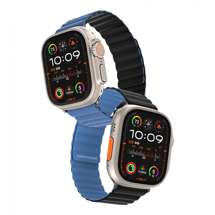 Strap Keephone iBands, Silicone Magnetic Snap Blue + Black (KPIBA49NBLBK)