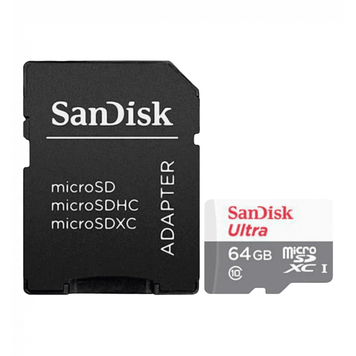 Карта памяти SanDisk MicroSDXC 64GB UHS-I Class 10 Ultra + SD adapter (SDSQUNR-064G-GN3MA)
