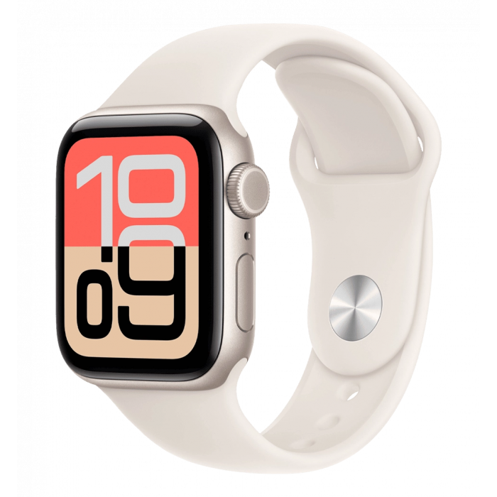 Apple Watch SE 3 GPS + Cellular 44mm Starlight Aluminium Case with Starlight Sport Band - M/L (MEPF4)