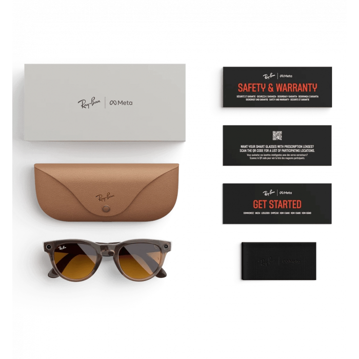 Смарт-окуляри Ray-Ban Meta Headliner Shiny Warm Stone Frame Clear/Saffron Yellow Transitions Lenses (RW4009 6705ZX 50-23)
