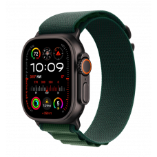 Apple Watch Ultra 2 49mm GPS + LTE Black Titanium Case with Dark Green Alpine Loop Medium (MX4R3)